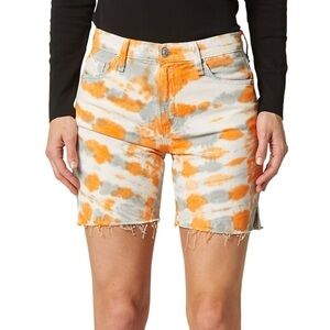 Hudson Hana Tie Dye Biker High Rise Cutoff Denim Shorts Size 26